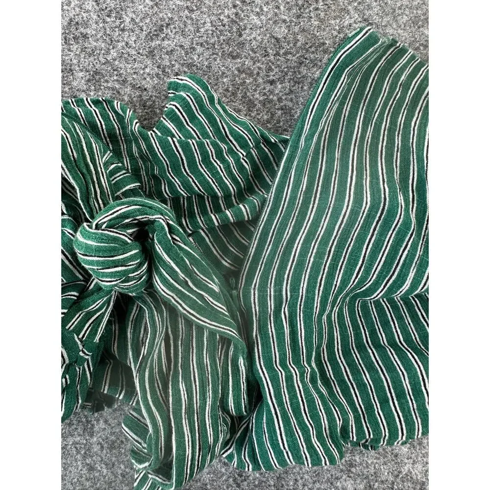 GB Green White Striped Faux-Wrap Mini Skort Shorts Under Skirt Women's Size XS